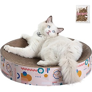 THE LICKER STORE Nelson 20-in Modern Cardboard Bowl Cat Scratcher with Catnip, Light Pink