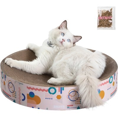 THE LICKER STORE THE LICKER STORE Nelson 20-in Modern Cardboard Bowl Cat Scratcher with Catnip, Light Pink