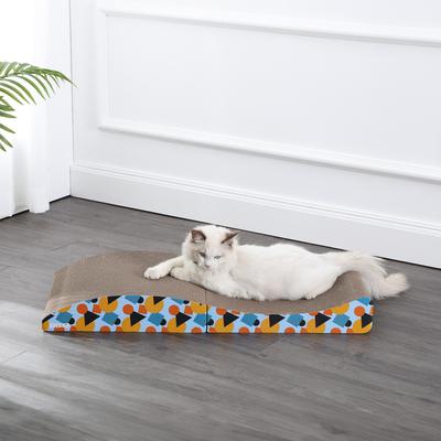 Show full view: THE LICKER STORE Eero Modern 32-in Cardboard Foldable Lounge Cat Scratcher with Catnip, Blue/Orange slide 7 of 10