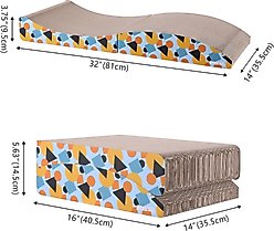 THE LICKER STORE Eero Modern 32-in Cardboard Foldable Lounge Cat Scratcher with Catnip, Blue/Orange slide 2 of 9