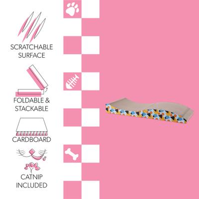 Show full view: THE LICKER STORE Eero Modern 32-in Cardboard Foldable Lounge Cat Scratcher with Catnip, Blue/Orange slide 4 of 10