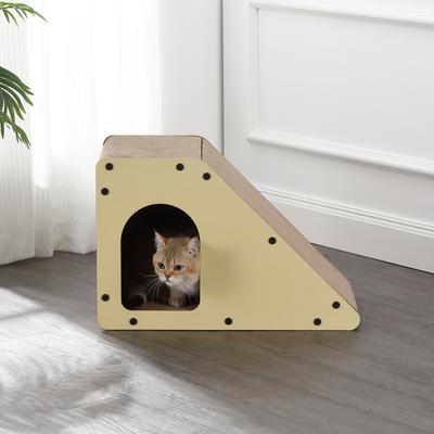 Show full view: THE LICKER STORE Kento Minimalist 23.63-in Cardboard Angled Cat Cave Scratcher with Catnip, Almond slide 6 of 7