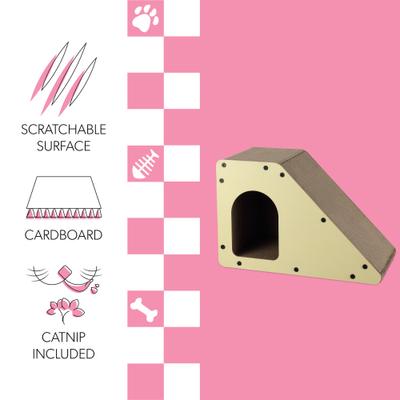 Show full view: THE LICKER STORE Kento Minimalist 23.63-in Cardboard Angled Cat Cave Scratcher with Catnip, Almond slide 3 of 7