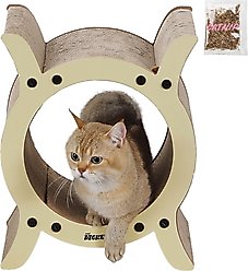 THE LICKER STORE Nyan Modern 16.5-in Cardboard Tunnel Cat Scratcher with Catnip, Almond