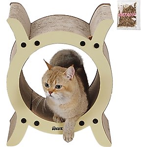 THE LICKER STORE Nyan Modern 16.5-in Cardboard Tunnel Cat Scratcher with Catnip, Almond