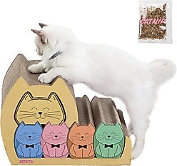 THE LICKER STORE Kazoku Modern 15.63-in Cardboard 5-in-1 Family Cat Cave Scratcher with Catnip