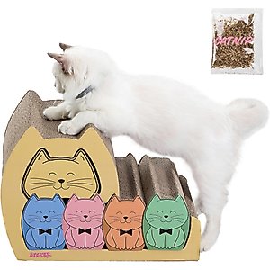 THE LICKER STORE Kazoku Modern 15.63-in Cardboard 5-in-1 Family Cat Cave Scratcher with Catnip