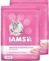 Iams Proactive Health Sensitive Digestion & Skin Turkey Dry Cat Food, 26-lb bundle