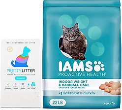 Iams ProActive Health Indoor Weight & Hairball Care Dry Food, 22-lb bag + PrettyLitter Cat Litter