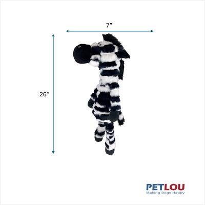 Show full view: Petlou Ripples Zoo Friends Zebra Squeaky Plush Dog Toy, 26-in slide 3 of 5
