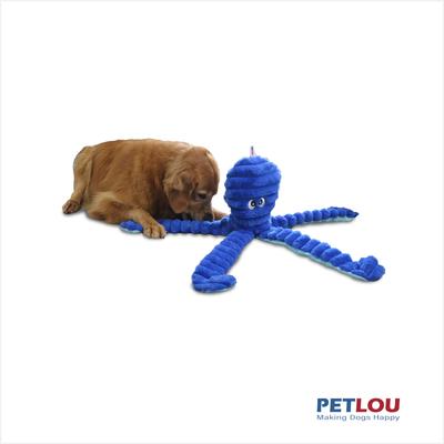 Show full view: Petlou Ripples King Octopus Squeaky Plush Dog Toy, Navy Blue, 26-in slide 3 of 6