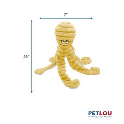 Petlou Ripples King Octopus Squeaky Plush Dog Toy, Yellow, 26-in slide 2 of 5