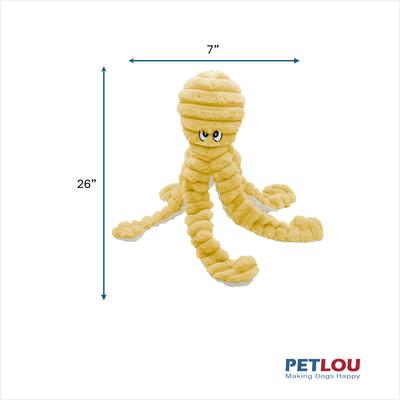 Show full view: Petlou Ripples King Octopus Squeaky Plush Dog Toy, Yellow, 26-in slide 4 of 6