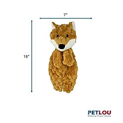 Petlou Flattiez Fuzzy Friends Fox Squeaky Plush Dog Toy, Orange, 16-in slide 2 of 5