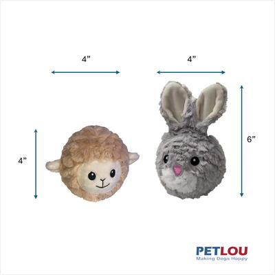 Show full view: Petlou Ez Squeaky Ball Lamb & Rabbit Twin Pack Squeaky Plush Dog Toy, 4-in slide 3 of 5