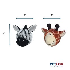 Petlou Ez Squeaky Ball Giraffe & Zebra Twin Pack Squeaky Plush Dog Toy, 4-in slide 2 of 5
