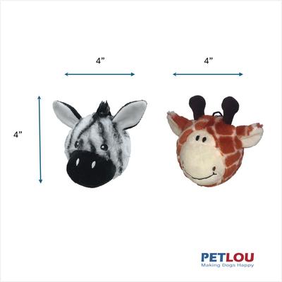 Show full view: Petlou Ez Squeaky Ball Giraffe & Zebra Twin Pack Squeaky Plush Dog Toy, 4-in slide 3 of 5