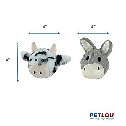 Petlou Ez Squeaky Ball Cow & Donkey Twin Pack Squeaky Plush Dog Toy, 4-in slide 2 of 5
