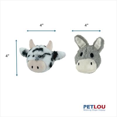 Show full view: Petlou Ez Squeaky Ball Cow & Donkey Twin Pack Squeaky Plush Dog Toy, 4-in slide 3 of 5