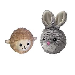 Petlou Ez Squeaky Ball Lamb & Rabbit Twin Pack Squeaky Plush Dog Toy, 4-in
