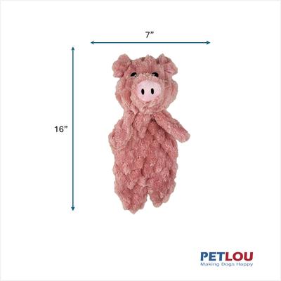 Show full view: Petlou Flattiez Fuzzy Friends Pig Squeaky Plush Dog Toy, 16-in slide 3 of 5