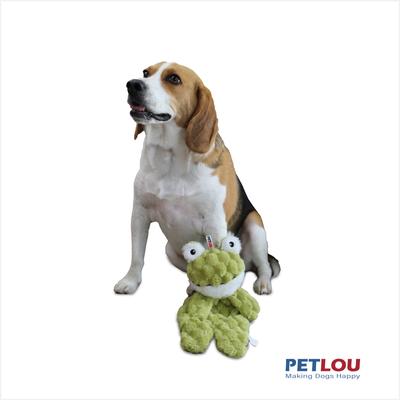 Show full view: Petlou Flattiez Fuzzy Friends Frog Squeaky Plush Dog Toy, 12-in slide 2 of 5