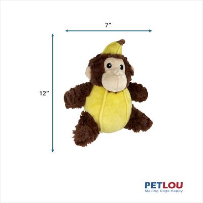 Show full view: Petlou Classic Banana Monkey Squeaky Plush Dog Toy, 12-in slide 3 of 5