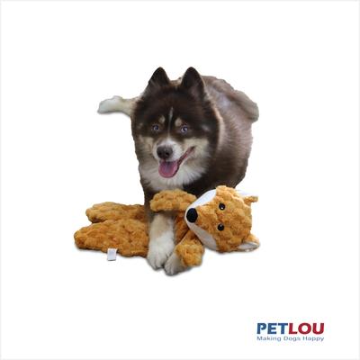 Show full view: Petlou Flattiez Fuzzy Friends Fox Squeaky Plush Dog Toy, Orange, 16-in slide 2 of 5