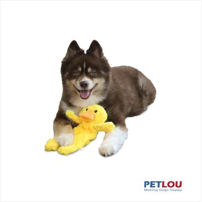 Show full view: Petlou Flattiez Fuzzy Friends Duck Squeaky Plush Dog Toy, 12-in slide 2 of 5