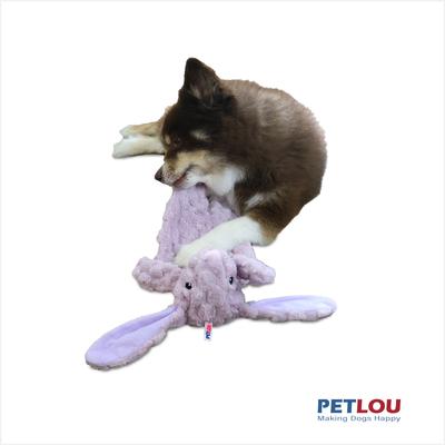 Show full view: Petlou Flattiez Fuzzy Friends Rabbit Squeaky Plush Dog Toy, Lavender, 16-in slide 2 of 5