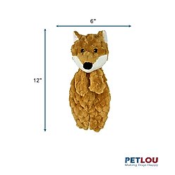 Petlou Flattiez Fuzzy Friends Fox Squeaky Plush Dog Toy, Brown, 12-in slide 2 of 5