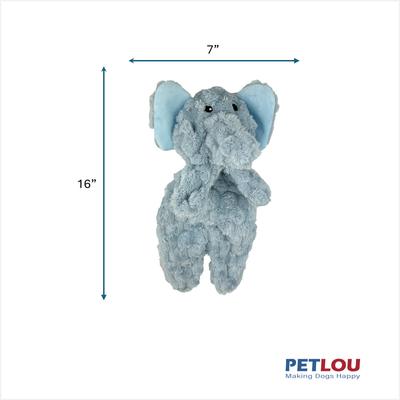 Show full view: Petlou Flattiez Fuzzy Friends Elephant Squeaky Plush Dog Toy, 16-in slide 3 of 5