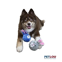 Petlou Ez Squeaky Ball Rabbits Twin Pack Squeaky Plush Dog Toy, 4-in slide 2 of 5