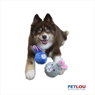 Show full view: Petlou Ez Squeaky Ball Rabbits Twin Pack Squeaky Plush Dog Toy, 4-in slide 3 of 7