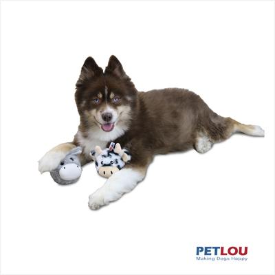 Show full view: Petlou Ez Squeaky Ball Cow & Donkey Twin Pack Squeaky Plush Dog Toy, 4-in slide 2 of 5