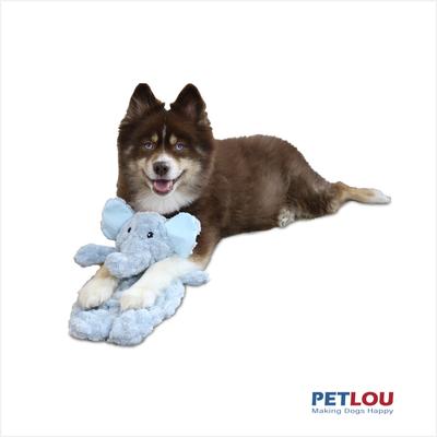 Show full view: Petlou Flattiez Fuzzy Friends Elephant Squeaky Plush Dog Toy, 16-in slide 2 of 5