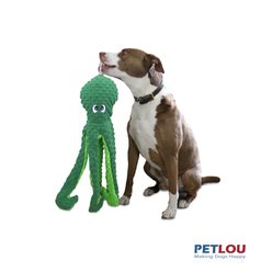 Petlou Dotty Friends 2.0 Octopus Squeaky Plush Dog Toy, Holly Green, 26-in slide 2 of 5