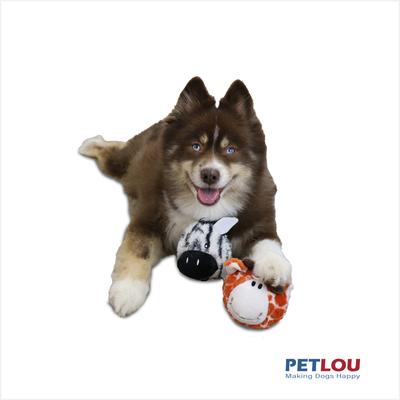 Show full view: Petlou Ez Squeaky Ball Giraffe & Zebra Twin Pack Squeaky Plush Dog Toy, 4-in slide 2 of 5