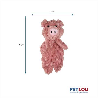 Show full view: Petlou Flattiez Fuzzy Friends Pig Squeaky Plush Dog Toy, 12-in slide 4 of 6