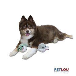 Petlou Ez Squeaky Ball Whale & Puffer Twin Pack Squeaky Plush Dog Toy, 4-in slide 2 of 5