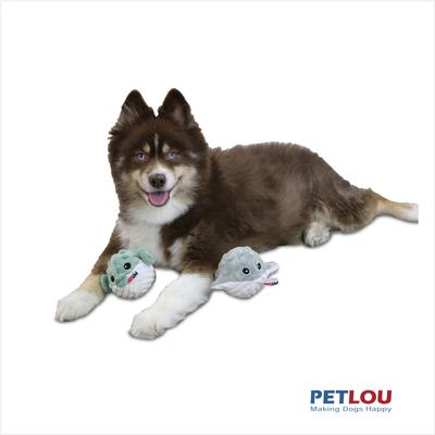 Show full view: Petlou Ez Squeaky Ball Whale & Puffer Twin Pack Squeaky Plush Dog Toy, 4-in slide 3 of 6