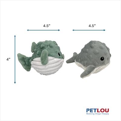 Show full view: Petlou Ez Squeaky Ball Whale & Puffer Twin Pack Squeaky Plush Dog Toy, 4-in slide 4 of 6