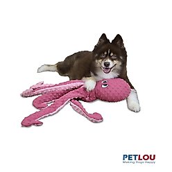 Petlou Dotty Friends 2.0 Octopus Squeaky Plush Dog Toy, Rose, 26-in slide 2 of 5