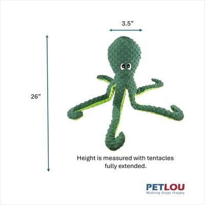 Show full view: Petlou Dotty Friends 2.0 Octopus Squeaky Plush Dog Toy, Holly Green, 26-in slide 4 of 6