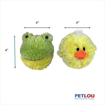 Show full view: Petlou Ez Squeaky Ball Chick & Frog Twin Pack Squeaky Plush Dog Toy, 4-in slide 3 of 5