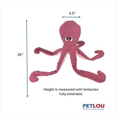 Show full view: Petlou Dotty Friends 2.0 Octopus Squeaky Plush Dog Toy, Rose, 26-in slide 3 of 5