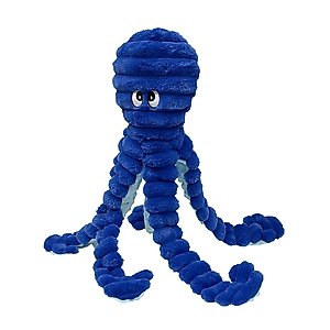 Petlou Ripples King Octopus Squeaky Plush Dog Toy, Navy Blue, 26-in