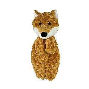 Petlou Flattiez Fuzzy Friends Fox Squeaky Plush Dog Toy, Brown, 12-in