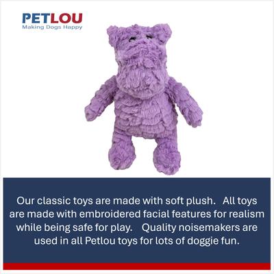 Show full view: Petlou Classic Hippo Squeaky Plush Dog Toy, 9-in slide 5 of 6