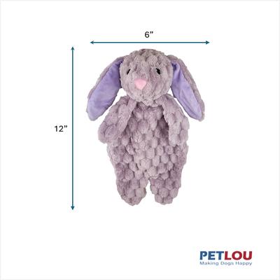 Show full view: Petlou Flattiez Fuzzy Friends Rabbit Squeaky Plush Dog Toy, Purple, 12-in slide 4 of 6